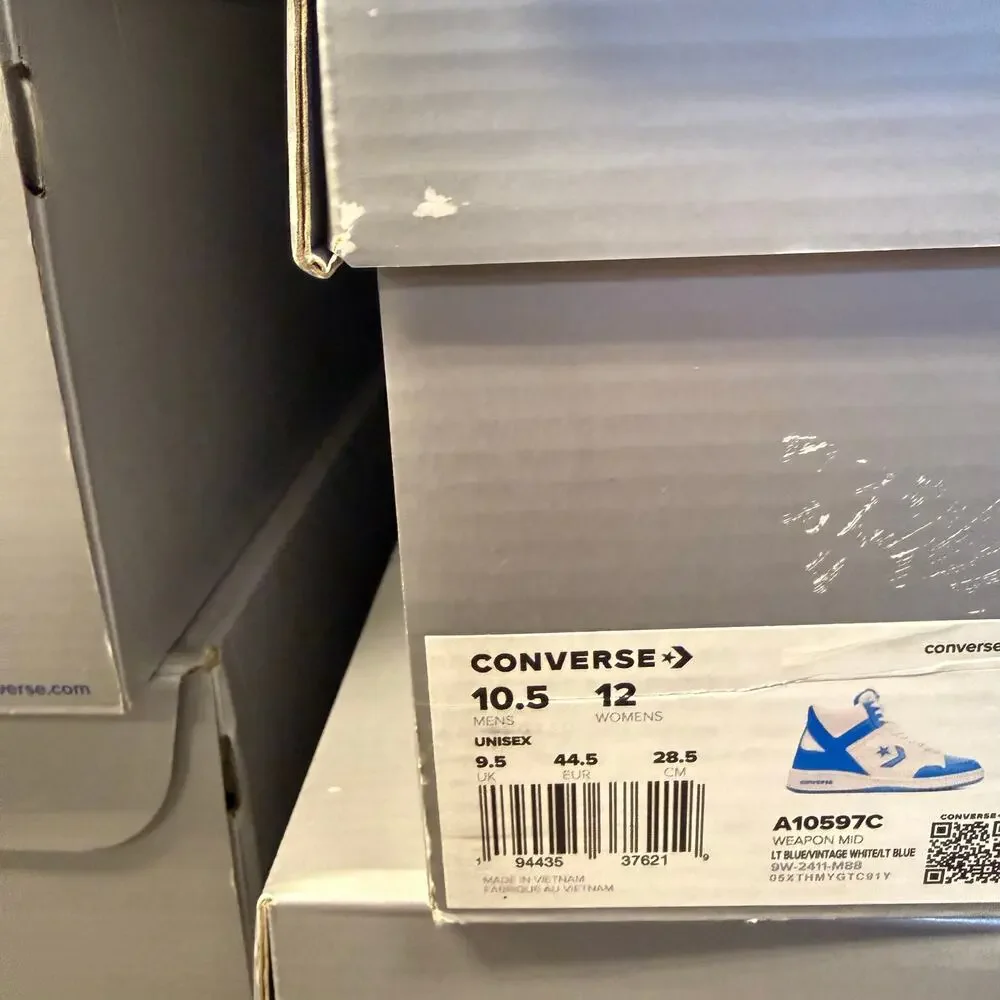 CONVERSE WEAPON MEN'S 10.5 MID UNC LARRY BIRD MAGIC JOHNSON NIB A10597C LT BLUE - Picture 6 of 6